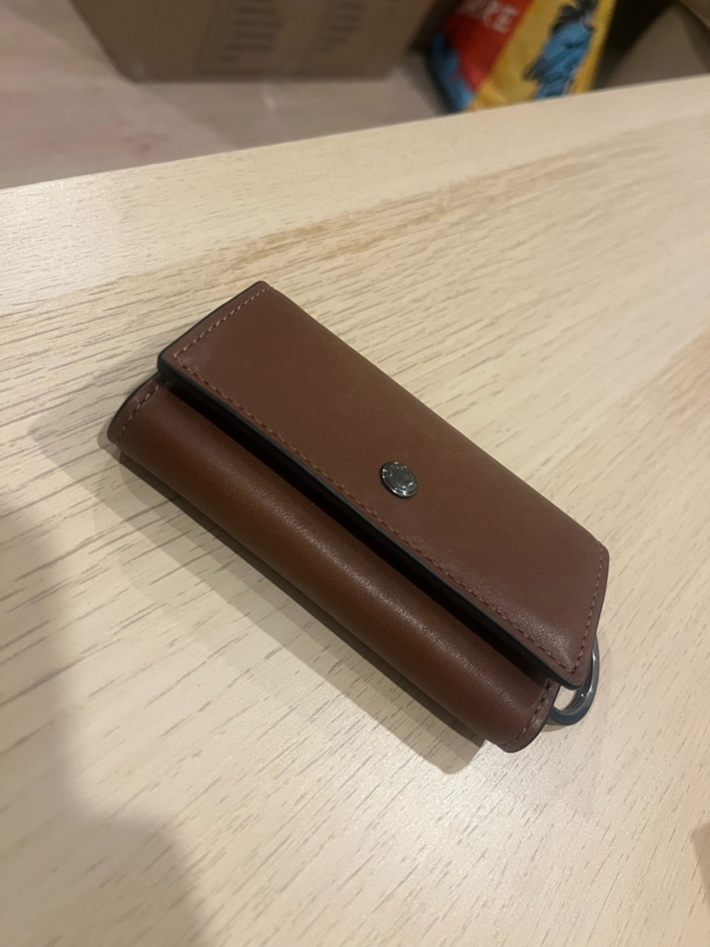 Coach Dark Saddle Brown Leather Key Case